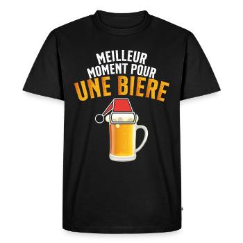 Meilleur Moment Pour Une Bière Noël Cadeau - T-shirt Premium bio Homme - noir - Devant - Nico (187cm)