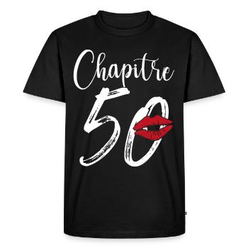 Chapitre 50 Ans Anniversaire Humour Cadeau - T-shirt Premium bio Homme - noir - Devant - Nico (187cm)