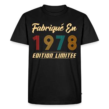 Fabriqué en 1978 Vintage Cadeau D'anniversaire - T-shirt Premium bio Homme - noir - Devant - Nico (187cm)
