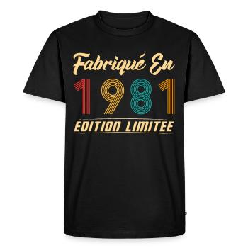 Fabriqué en 1981 Vintage Cadeau D'anniversaire - T-shirt Premium bio Homme - noir - Devant - Nico (187cm)