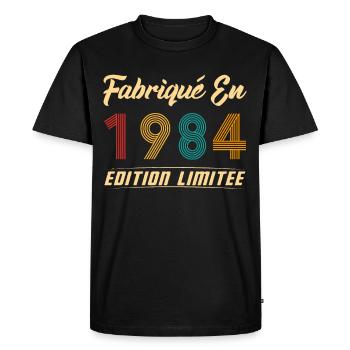 Fabriqué en 1984 Vintage Cadeau D'anniversaire - T-shirt Premium bio Homme - noir - Devant - Nico (187cm)