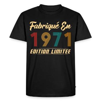 Fabriqué en 1971 Vintage Cadeau D'anniversaire - T-shirt Premium bio Homme - noir - Devant - Nico (187cm)