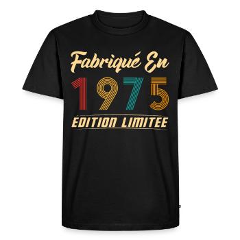 Fabriqué en 1975 Vintage cadeau d'anniversaire - T-shirt Premium bio Homme - noir - Devant - Nico (187cm)