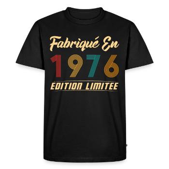 Fabriqué en 1976 Vintage Cadeau D'anniversaire - T-shirt Premium bio Homme - noir - Devant - Nico (187cm)