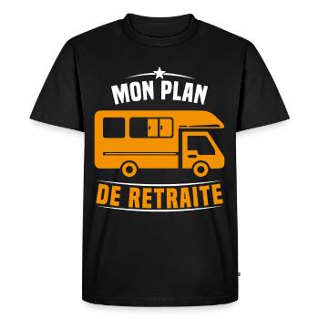 Mon Plan de Retraite Camping Car Humour Cadeau - T-shirt Premium bio Homme - noir - Devant - Nico (187cm)