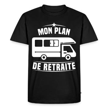 Mon Plan de Retraite Camping Car Humour Cadeau - T-shirt Premium bio Homme - noir - Devant - Nico (187cm)