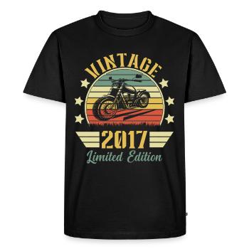 Vintage 2017 Rétro Moto Cadeau D'anniversaire - T-shirt Premium bio Homme - noir - Devant - Nico (187cm)