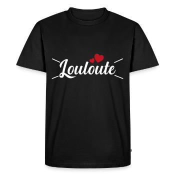 Femme Louloute Humour Mot Affectueux Couple - T-shirt Premium bio Homme - noir - Devant - Nico (187cm)