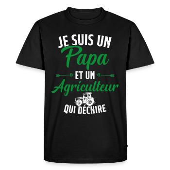 Papa et agriculteur qui déchire - T-shirt Premium bio Homme - noir - Devant - Nico (187cm)