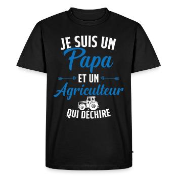 Papa et agriculteur qui déchire - T-shirt Premium bio Homme - noir - Devant - Nico (187cm)