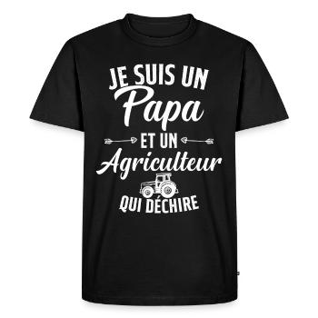 Papa et agriculteur qui déchire - T-shirt Premium bio Homme - noir - Devant - Nico (187cm)