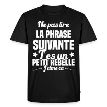 Ne pas lire la phrase suivante - T-shirt Premium bio Homme - noir - Devant - Nico (187cm)