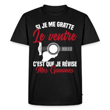Si je me gratte le ventre humour guitariste - T-shirt Premium bio Homme - noir - Devant - Nico (187cm)