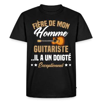 fière de mon homme guitariste - T-shirt Premium bio Homme - noir - Devant - Nico (187cm)