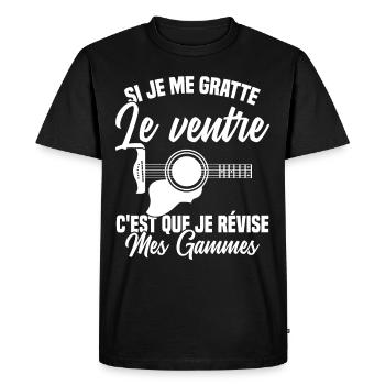 Si je me gratte le ventre humour guitariste - T-shirt Premium bio Homme - noir - Devant - Nico (187cm)