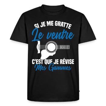 Si je me gratte le ventre humour guitariste - T-shirt Premium bio Homme - noir - Devant - Nico (187cm)
