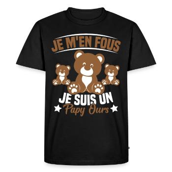 Je m en fous je suis un Papy ours Grand père - T-shirt Premium bio Homme - noir - Devant - Nico (187cm)