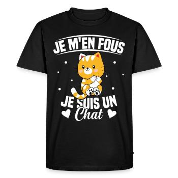 Je m'en fous Je suis un Chat Humour Chat Chaton - T-shirt Premium bio Homme - noir - Devant - Nico (187cm)