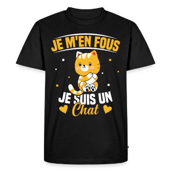 Je m'en fous Je suis un Chat Humour Chat Chaton - T-shirt Premium bio Homme - noir - Devant - Nico (187cm)