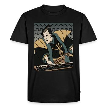 Synth Techno Music Funny Samurai Synthesizer - Men's Premium Organic T-Shirt - black - Front - Nico (187cm)