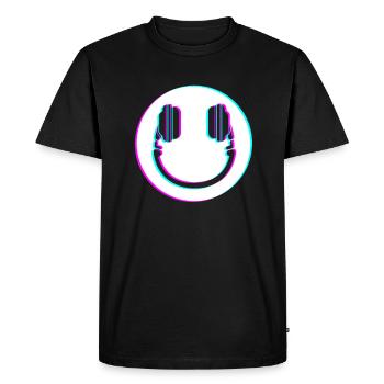 Glitch DJ Rétro Techno House Smile DJ - T-shirt Premium bio Homme - noir - Devant - Nico (187cm)