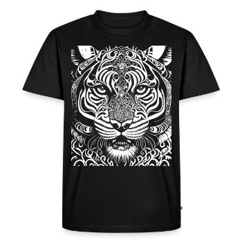 Ornate Tiger Intricate Detail White Artwork - Men's Premium Organic T-Shirt - black - Front - Nico (187cm)