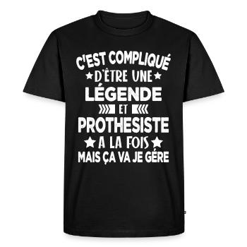 Légende et PROTHESISTE Cadeau Humour - T-shirt Premium bio Homme - noir - Devant - Nico (187cm)