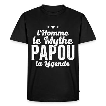Grand-Père Papou l'Homme le Mythe la Légende - T-shirt Premium bio Homme - noir - Devant - Nico (187cm)