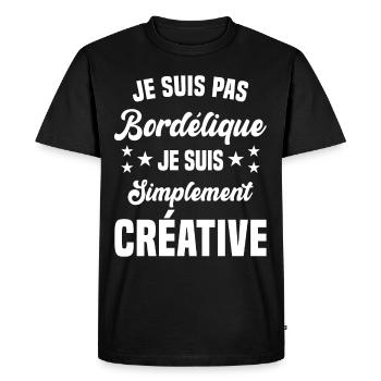 Je suis pas bordélique je suis simplement créative - T-shirt Premium bio Homme - noir - Devant - Nico (187cm)