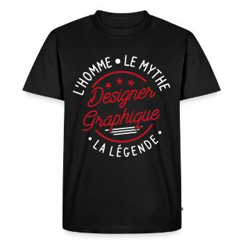Designer Graphique L'Homme Le Mythe La Légende - T-shirt Premium bio Homme - noir - Devant - Nico (187cm)