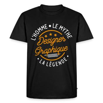 Designer Graphique L'Homme Le Mythe La Légende - T-shirt Premium bio Homme - noir - Devant - Nico (187cm)