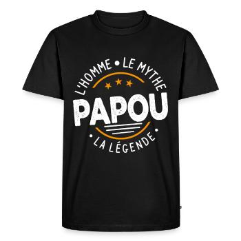 Grand-Père Papou l'Homme le Mythe la Légende - T-shirt Premium bio Homme - noir - Devant - Nico (187cm)