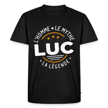 Luc L'Homme Le Mythe La Légende Cadeau Humour - T-shirt Premium bio Homme - noir - Devant - Nico (187cm)