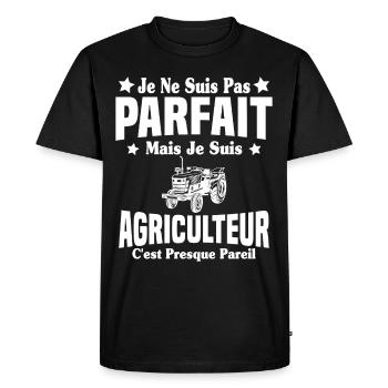 Pas parfait mais je suis un papa agriculteur Cool - T-shirt Premium bio Homme - noir - Devant - Nico (187cm)