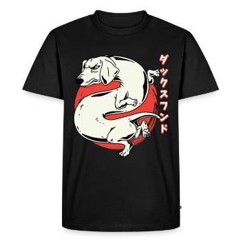 Japanese Dachshund Dragon Dog Fun Dachshund - Men's Premium Organic T-Shirt - black - Front - Nico (187cm)