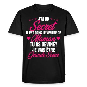 Tu as deviné je vais être grande soeur Humour - T-shirt Premium bio Homme - noir - Devant - Nico (187cm)