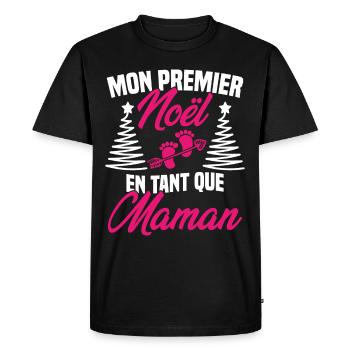 Mon Premier Noël en Tant que Maman - T-shirt Premium bio Homme - noir - Devant - Nico (187cm)