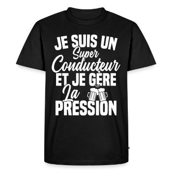 Super Conducteur Biere Humour Alcool - T-shirt Premium bio Homme - noir - Devant - Nico (187cm)