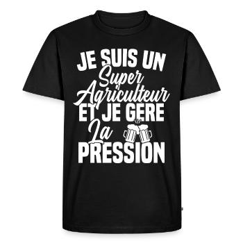 Super Agriculteur Biere Humour Alcool - T-shirt Premium bio Homme - noir - Devant - Nico (187cm)