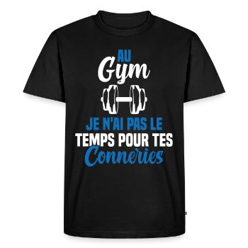 T-shirt Muscu / Bodybuilding - Au Gym - T-shirt Premium bio Homme - noir - Devant - Nico (187cm)