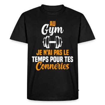 T-shirt Muscu / Bodybuilding - Au Gym - T-shirt Premium bio Homme - noir - Devant - Nico (187cm)