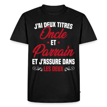 Oncle et Parrain Humour Cadeau - T-shirt Premium bio Homme - noir - Devant - Nico (187cm)
