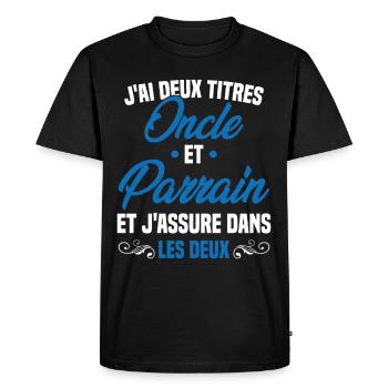 Oncle et Parrain Humour Cadeau - T-shirt Premium bio Homme - noir - Devant - Nico (187cm)
