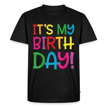 c'est mon anniversaire - T-shirt Premium bio Homme - noir - Devant - Nico (187cm)