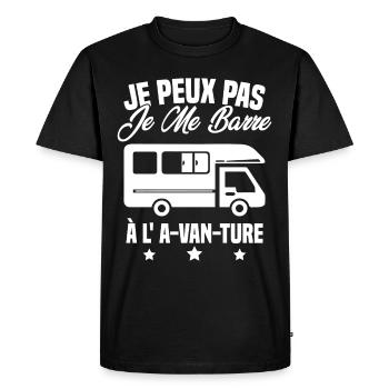Je peux pas A van ture cadeau humour van camping - T-shirt Premium bio Homme - noir - Devant - Nico (187cm)