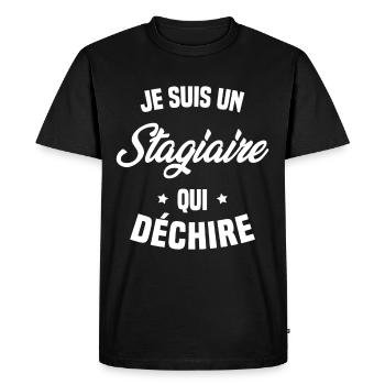 Stagiaire Qui Déchire Cadeau Humour - T-shirt Premium bio Homme - noir - Devant - Nico (187cm)