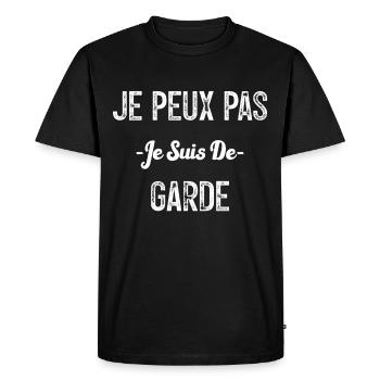 Je peux pas je suis de garde - T-shirt Premium bio Homme - noir - Devant - Nico (187cm)