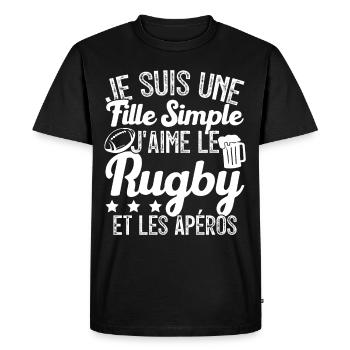 Femme Joueur De Rugby Cool Filles Rugby Et Apéros - T-shirt Premium bio Homme - noir - Devant - Nico (187cm)