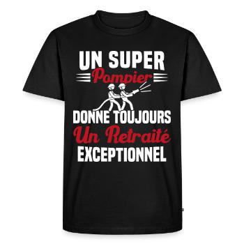 Un super pompier retraité exceptionnel humour - T-shirt Premium bio Homme - noir - Devant - Nico (187cm)