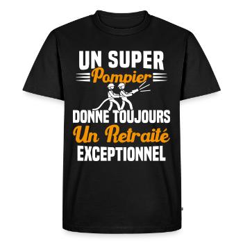 Un super pompier retraité exceptionnel humour - T-shirt Premium bio Homme - noir - Devant - Nico (187cm)